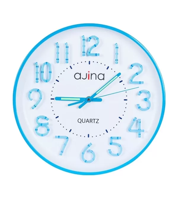 Wall Clock Maple Digit Blue Ajina