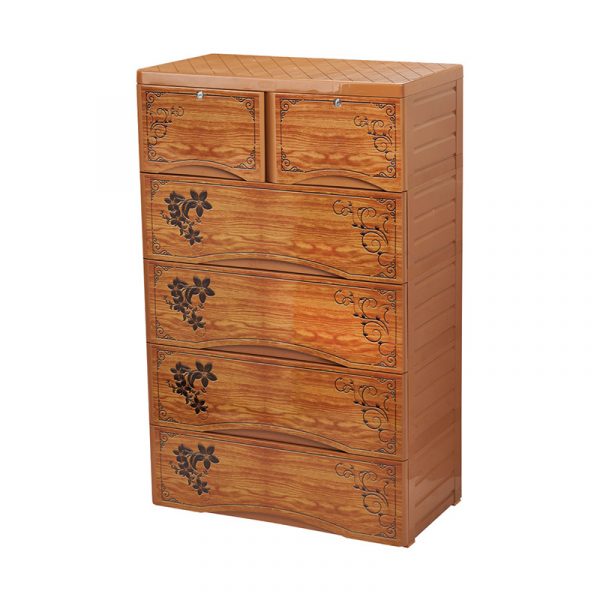 Elegant Woody Wardrobe Double 5 Drawer