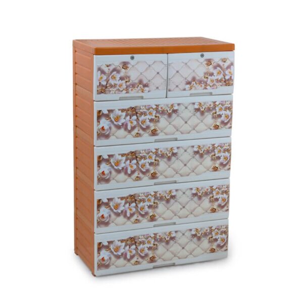 Bengal Wardrobe Oval Flossy Pearl White Double 5 Drawer